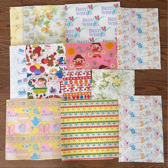 Vintage Other - Lot Vintage Junk Journal Decoupage Wrapping Paper Cuts Ephemera Assortment